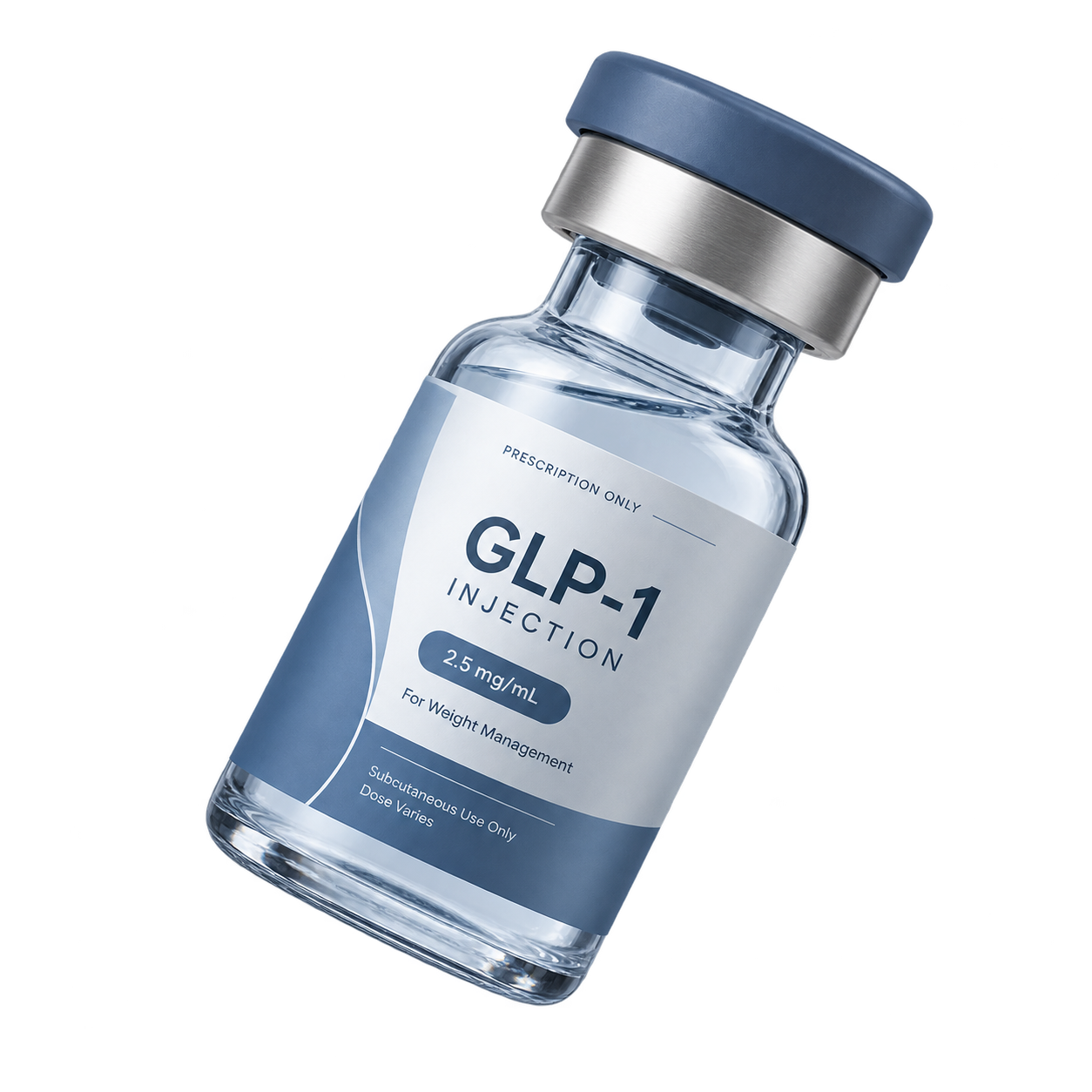 Unbranded GLP-1 treatment vial representing clinician-guided weight care
